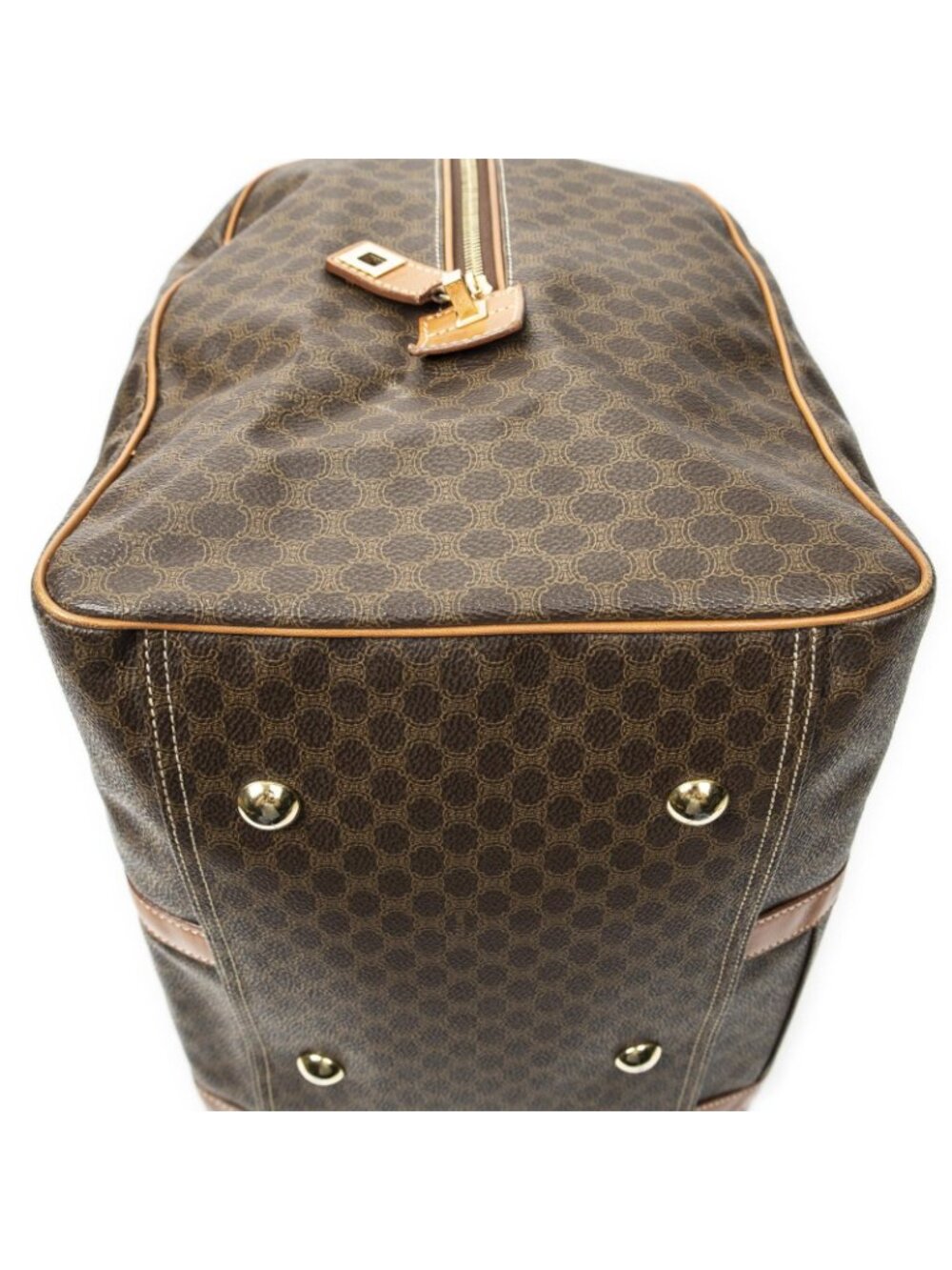 Celine Vintage Travel Boston Brown Macadam Canvas Shoulder - Picture 7 of 10